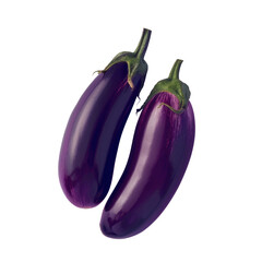 Canvas Print - Two purple eggplants on a Transparent Background
