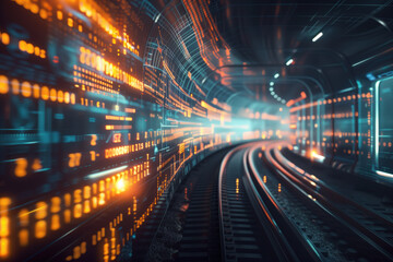 Poster - futuristic tunnel of light. background image. created with generative ai technology.