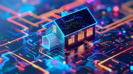 Aufkleber - House Sitting on Circuit Board