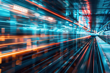 Poster - Futuristic tunnel of light. Background image. Created with Generative AI technology.