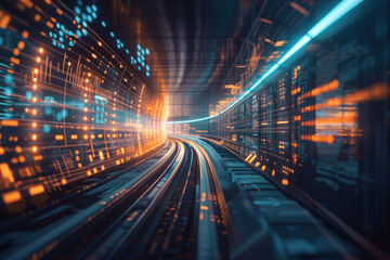 Poster - futuristic tunnel of light. background image. created with generative ai technology.