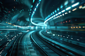 Poster - Futuristic tunnel of light. Background image. Created with Generative AI technology.