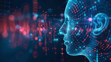 Poster - Futuristic Female Face Looking Aside