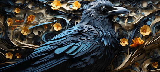 paper quilling crow, ai generative