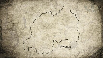 Canvas Print - Rwanda map drawn on a cartography background sheet of paper