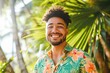 Vibrant Tropical Portrait: Smiling Multicultural Man, 30