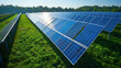 solar panels, Row of solar panels as an environmentally friendly sustainable energy source on the field in a sunny day collecting the power of sun to convert to electricity