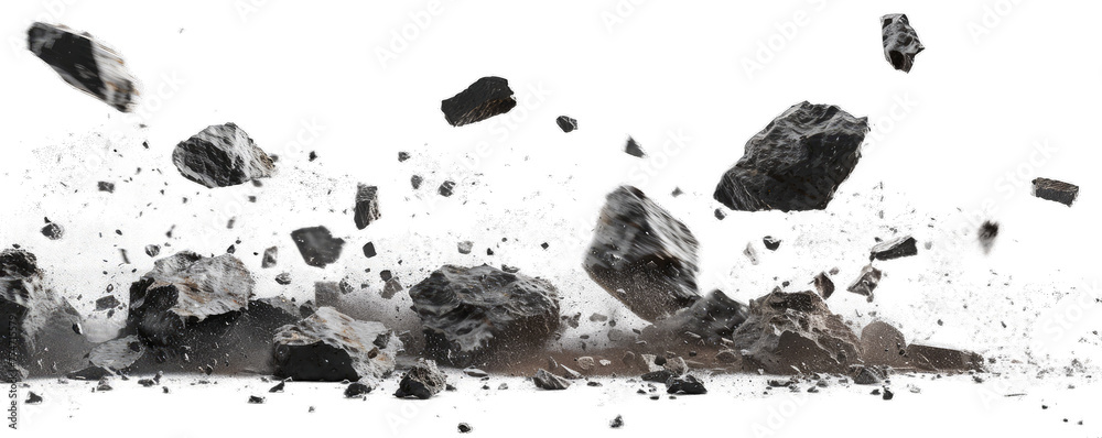 Falling Debir Rocks A illustration of the of rocks, dust, and debris falling. Outer space ...