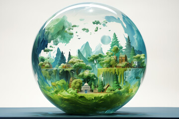 World environment and Earth Day concept with colorful globe and eco friendly enviroment.