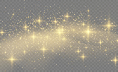 Wall Mural - sparkling magic dust particles.yellow dust yellow sparks and golden stars shine with special light.c