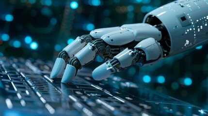 Fototapete - Robotic Hand Typing on Keyboard