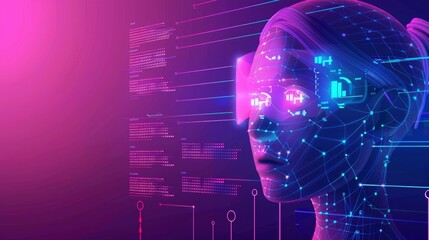 Poster - Futuristic AI Interface Visualization With Glowing Digital Avatar