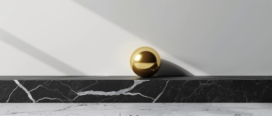 Poster - a 3 dimensional abstract minimal design with cut cylinder blocks isolated on white, black marble, go
