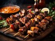 Beef Kabobs, beef skewers, marinated steak pieces to infuse with extra flavour and tenderise