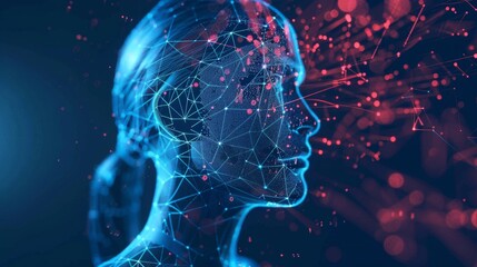 Poster - Woman's Head With Lines and Dots Background