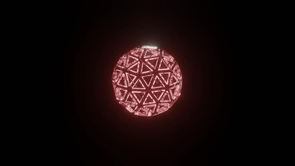 Wall Mural - 4k video of abstract red sphere with moving points. futuristic technology space style on a black bac