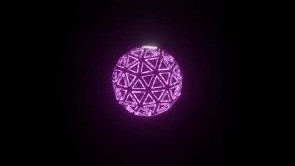 Wall Mural - 4k video of abstract purple sphere with moving points. futuristic technology space style on a black 