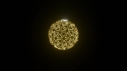 Wall Mural - 4k video of abstract golden sphere made with small traingles. futuristic technology space style on a