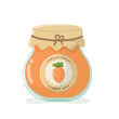 Classic carrot jam jar with label. Isolated vector illustration