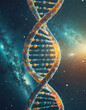 DNA Helix With Universe Background, Ai Illustration