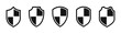 Shield icons set. Protect shield vector icons. Shield icon set in vintage style. Protect shield security line icons.