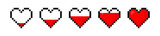 Fototapeta Panele - Pixel art heart. Pixel heart icon set. Pixel game life bar. Vector art 8 bit health heart bar. 