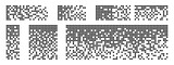 Fototapeta Panele - Pixel textures. Pixel disintegration background. Pixel effect. Dispersed dotted pattern. Disintegration Concept. Set pixel mosaic textures