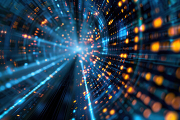 Poster - Abstract futuristic background with lights. A slide background for showcasing digital and creative content. Background image. Created with Generative AI technology.