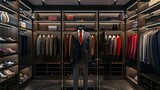 Fototapeta  - Stylish Formal Attire Display in a Modern Retail Fashion Store generative ai