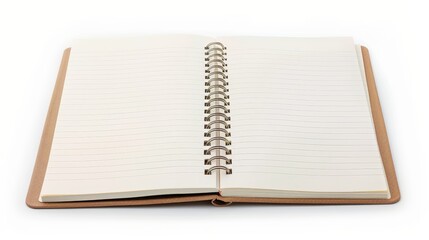 Poster - Isolated white background with a gray notebook open on a dotted paper board with a ring binder in the middle.