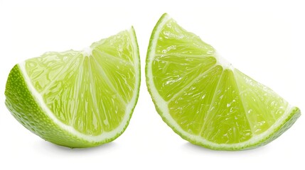 Sticker - With clipping path, half sliced lime fruit is isolated on a white background.