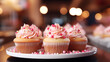 Cupcake on blurred interior background
