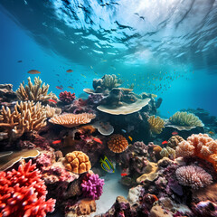 Wall Mural - A vibrant coral reef underwater.