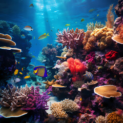 Canvas Print - A vibrant coral reef underwater.