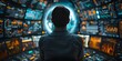 Analyzing Holographic Trading Data in a Futuristic Cyber Security Setting: A Male Programmer's Perspective. Concept Data Analysis, Holographic Technology, Trading Data, Cyber Security
