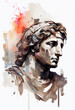 © Tony Baggett - Watercolour painting of Alexander the Great who was the son of Phillip II the king of Macedonia who became a great brave military leader, stock illustration image