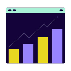 Poster - Data bar graph line webpage 2D linear cartoon object. Analysis analytics. Increasing chart web page isolated line vector element white background. Data visualization color flat spot illustration