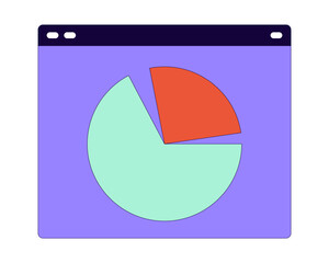 Poster - Graph pie chart webpage 2D linear cartoon object. Diagram round. Sections segments. Piechart web page isolated line vector element white background. Data visualization color flat spot illustration