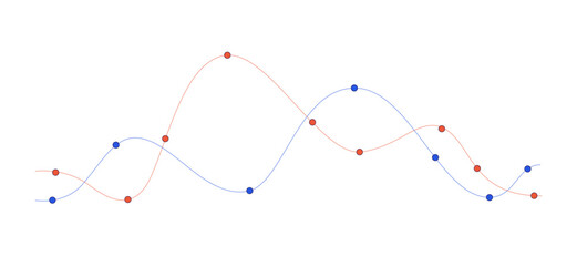 Poster - Graph trends waveform 2D linear cartoon object. Comparison performance analysis isolated line vector element white background. Infographic element. Data visualization color flat spot illustration