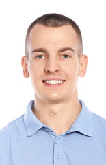 Passport photo. Portrait of man on white background