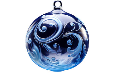 A stunning blue glass ornament adorned with intricate and mesmerizing swirl patterns