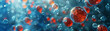 Vivid Red and Blue Blood Cells Microscopic View