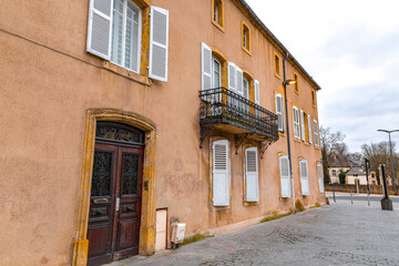 Poster - Street view and typical french buildings in Metz, France