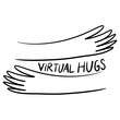 Doodle sketch style of Virtual hugs vector illustration for concept design.