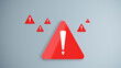 red warning sign on blue background