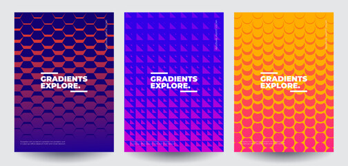 Fototapete - Minimal covers design. Cool gradient colors. Geometric halftone gradients. Eps10 vector.