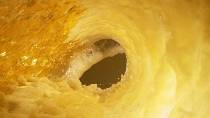 Poster - Super slow motion of pouring cider in twister shape. Filmed on high speed cinema camera 1000 fps. Ultimate inside bottle view filmed with special wide angle macro lens.