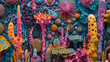Bacteria world, a colorful, bustling cityscape analogy, micro-scale