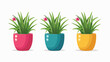 Colored simple home plant flower pot. Icon element obj
