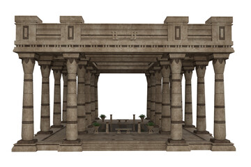Poster - Ancient Egyptian royal palace atrium building. Isolated 3D render.